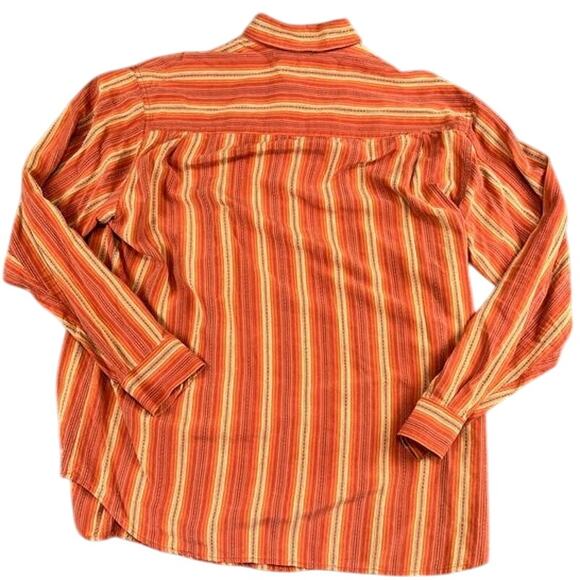 men's L orange striped Tommy Bahama 100% silk long sleeve button up excellent - Picture 2 of 10